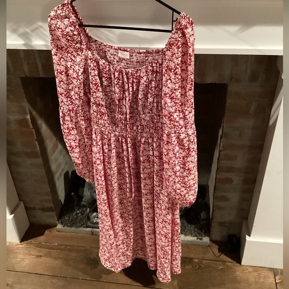 Pink Lily Dresses & Skirts - PINK Lily Peasant Red & White MIDI Dress w/Long Sleeves M